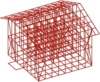 モデル同定解析で使用する木造建屋のFEMモデル